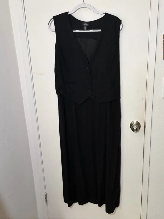 Nicole Miller Black Sleeveless Maxi Dress with Vest Bodice - Picture 1 of 3
